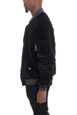Velour Cinch Sleeve Bomber Jacket - Image 2