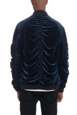 Velour Cinch Sleeve Bomber Jacket - Image 3