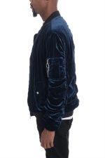 Velour Cinch Sleeve Bomber Jacket - Image 2