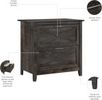 Bush Furniture Key West 2 Drawer Lateral File Cabinet in Dark Gray - Image 4
