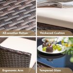 4 Pieces Outdoor Patio Furniture Set, PE Rattan Wicker Chairs Balcony - Image 4