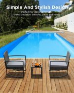 3 Pieces Patio Furniture Set Rocking Bistro Set Outdoor Rattan - Image 9