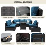 8-Piece Patio Set Furniture Rattan Wicker Outdoor Sectional Sofa with - Image 3
