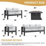 Aluminum Furniture Set with Fire Pit Table, 5 Pieces Patio Sectional - Image 7