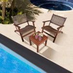 3 Pieces Outdoor Wooden Patio Rattan Furniture Set - Image 6