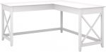 Bush Furniture Key West 60W Modern Farmhouse L Shaped Desk in Pure