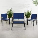 4-Piece Outdoor Textilene Patio Conversation Set, Backyard Furniture
