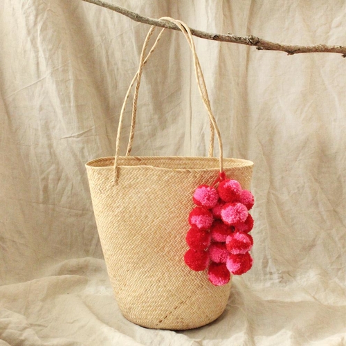 Borneo Love Rush - Handwoven Straw Tote Bag with - Image 1