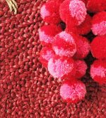 Red Luna Bag - Round Handwoven Straw Tote Bag with - Image 2