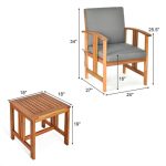 3 Pieces Solid Wood Outdoor Patio Sofa Furniture Set - Image 4