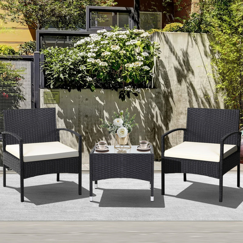 9b3c518ee18738e0cc7ad0f508b2c733.jpg 3 Pieces Patio Wicker Rattan Furniture Set with Cushions for Lawn - Image 1