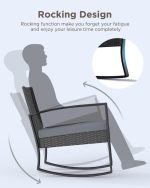 3 Pieces Patio Furniture Set Rocking Bistro Set Outdoor Rattan - Image 5