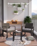 3 Pieces Patio Furniture Set Rocking Bistro Set Outdoor Rattan - Image 6