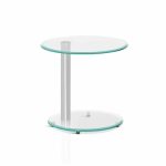Artiss Side Coffee Table Bedside Furniture Oval Tempered Glass Top 2