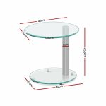 Artiss Side Coffee Table Bedside Furniture Oval Tempered Glass Top 2 - Image 2