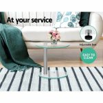 Artiss Side Coffee Table Bedside Furniture Oval Tempered Glass Top 2 - Image 3