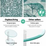 Artiss Side Coffee Table Bedside Furniture Oval Tempered Glass Top 2 - Image 4