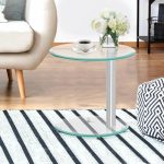 Artiss Side Coffee Table Bedside Furniture Oval Tempered Glass Top 2 - Image 7