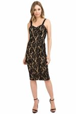 Bianca Lace Bodycon Midi Dress - Back Gold Zipper Detail - Image 6