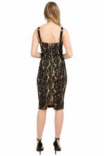 Bianca Lace Bodycon Midi Dress - Back Gold Zipper Detail - Image 2