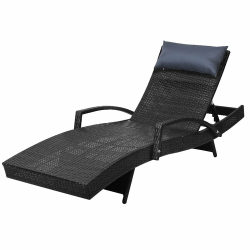 FF-LOUNGE-ARM-P-BK-00.jpg Gardeon Outdoor Sun Lounge Furniture Day Bed Wicker Pillow Sofa Set - Image 1