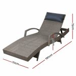 Gardeon Set of 2 Sun Lounge Outdoor Furniture Wicker Lounger Rattan - Image 2