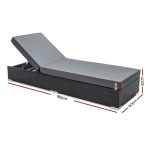 Gardeon 3PC Sun Lounge Wicker Lounger Outdoor Furniture Day Bed Rattan