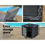 Gardeon 3PC Sun Lounge Wicker Lounger Outdoor Furniture Day Bed Rattan - Image 3