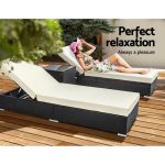 Gardeon 3PC Sun Lounge Wicker Lounger Outdoor Furniture Day Bed Rattan - Image 4