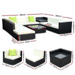 Gardeon 11PC Sofa Set with Storage Cover Outdoor Furniture Wicker - Image 2