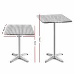 Bar Table Outdoor Furniture Adjustable Aluminium Pub Cafe Indoor - Image 2