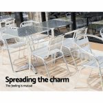 Bar Table Outdoor Furniture Adjustable Aluminium Pub Cafe Indoor - Image 3