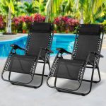 Gardeon Set of 2 Zero Gravity Chairs Reclining Outdoor Furniture Sun - Image 8