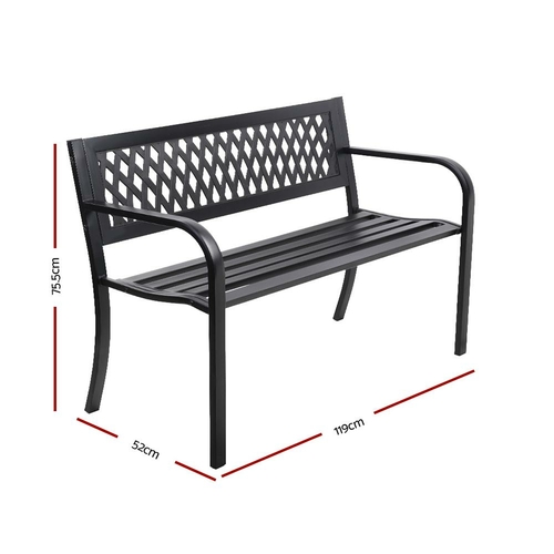 GB-STEEL-XG202-BK-01.jpg Gardeon Outdoor Garden Bench Seat Steel Outdoor Furniture 2 Seater - Image 1