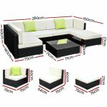Gardeon 7PC Sofa Set with Storage Cover Outdoor Furniture Wicker - Image 2