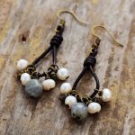 Vintage  Pearl Labradorite  Earrings - Image 4