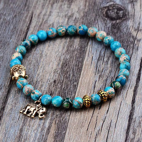 H27703a617639458f81b52b8be3fe6228J.jpg Elephant & Buddha Meditation Charm Bracelet - Image 1