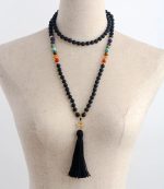Black Onyx 7 Chakra Mala Necklace 108 Beads - Image 4