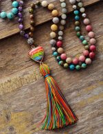 7 Chakra Triangle Charm Tassel Necklace - Image 2
