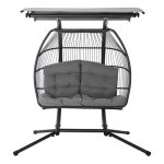 Gardeon Outdoor Egg Swing Chair Wicker Furniture Pod Stand Canopy 2 - Image 2