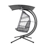 Gardeon Outdoor Egg Swing Chair Wicker Furniture Pod Stand Canopy 2 - Image 3