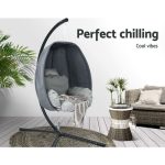 Gardeon Outdoor Egg Swing Chair Patio Furniture Pod Stand Canopy - Image 2