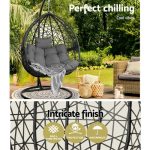 Gardeon Outdoor Egg Swing Chair Wicker Rattan Furniture Pod Stand - Image 2