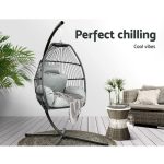 Gardeon Outdoor Egg Swing Chair Wicker Rope Furniture Pod Stand - Image 2