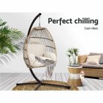 Gardeon Outdoor Furniture Egg Hanging Swing Chair Stand Wicker Rattan - Image 3