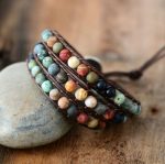 Affection Bracelet-Natural Semi Precious Stone Leather Bracelet - Image 3