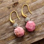 Rhodonite Lotus Dangle Earrings - Image 4