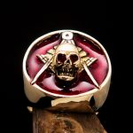 Perfectly crafted Men's Masonic Skull Ring Red - Solid Brass - Image 2