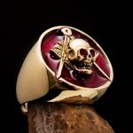 Perfectly crafted Men's Masonic Skull Ring Red - Solid Brass - Image 3