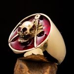 Perfectly crafted Men's Masonic Skull Ring Red - Solid Brass - Image 6
